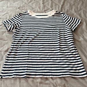 LOFT Navy and White Striped Tee